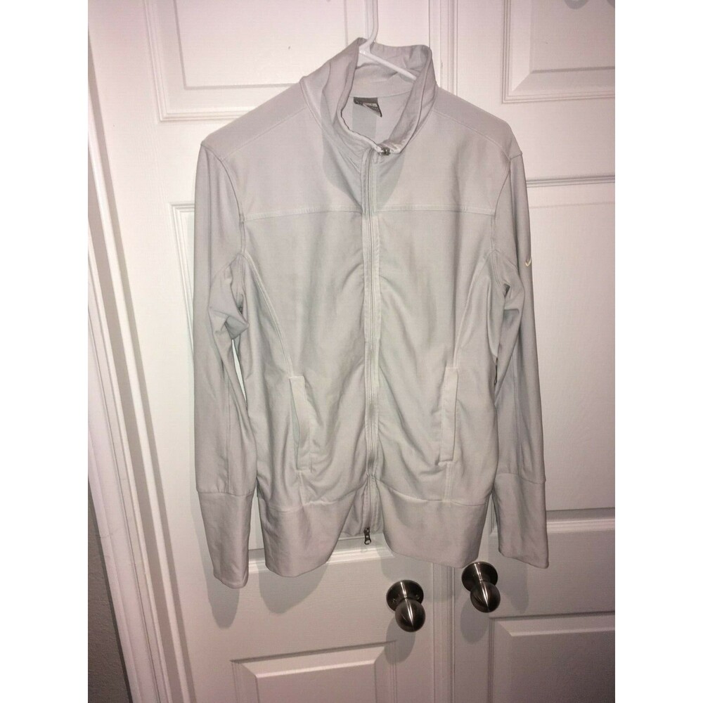 Nike Running Warm Full Zip Fitted Dri-FIT Training Jacket Sz L 12-14 White Youth